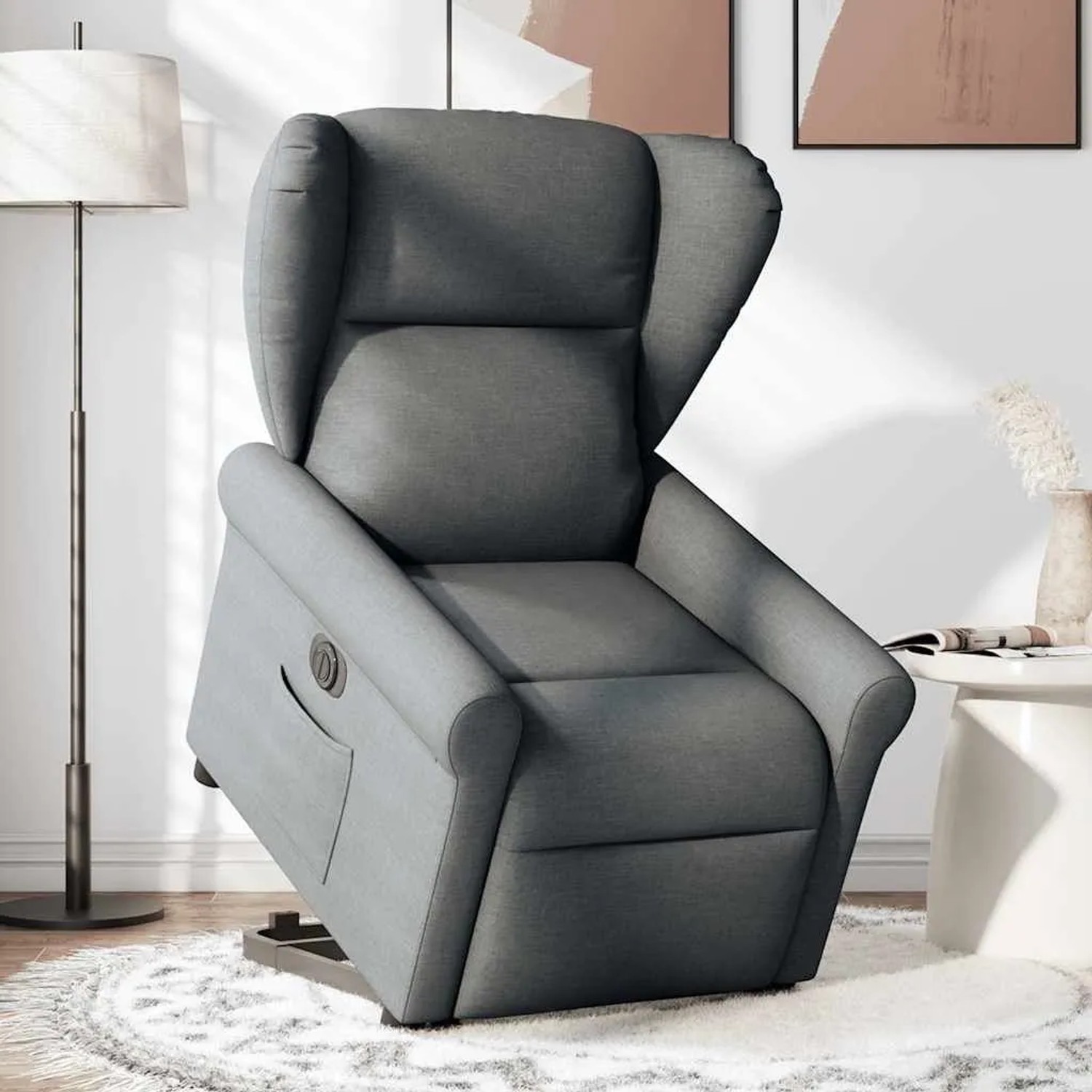 vidaXL Relaxsessel mit Aufstehhilfe Elektrisch Dunkelgrau Stoff 3303395_2
