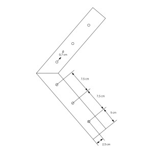 Technische Zeichnung: ML-Design Tischkufen Arrow, V-Form, Maße und Bohrungen für Esstisch Montage.