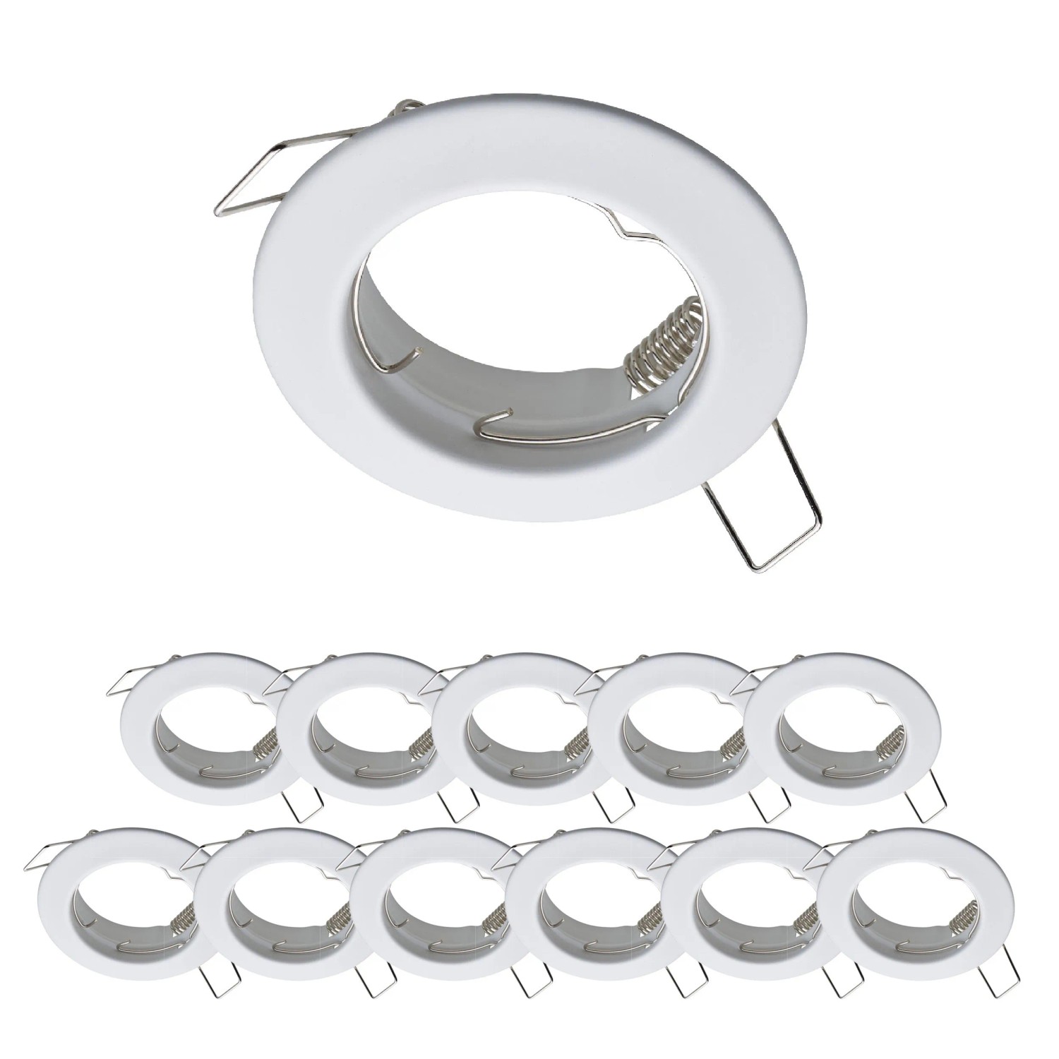 Oktaplex Sedan 12er Set Einbaurahmen für Einbauspots GU10 und LED-Modul Ohne Leuchtmittel Weiß Rund Lochmaß Ø 60mm