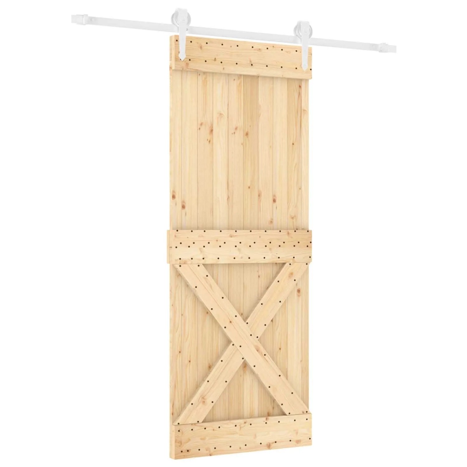 vidaXL Schiebetür Natur und Weiß 80 x 210 cm Massivkiefer 3445146