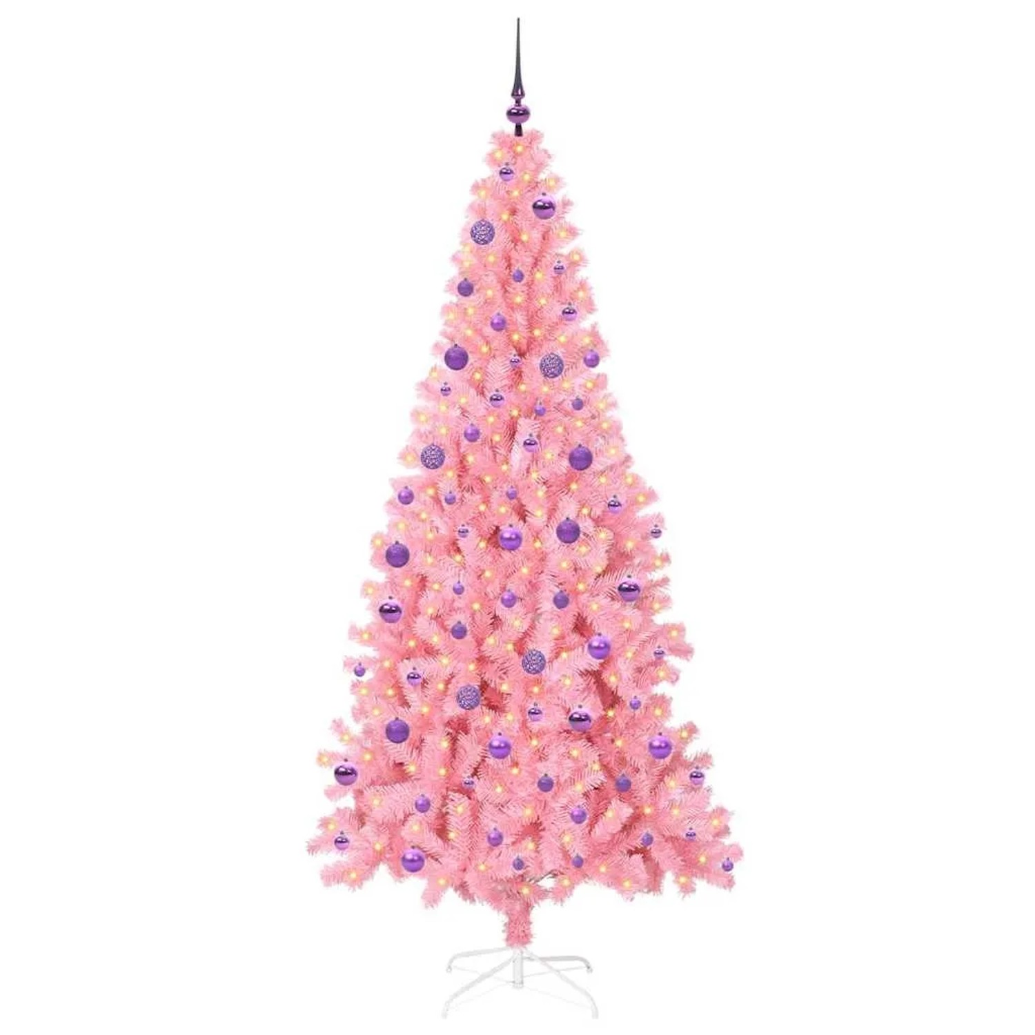 vidaXL Weihnachtsbaum mit 300 LEDs mit Ständer Rosa 210 cm PVC 3396444