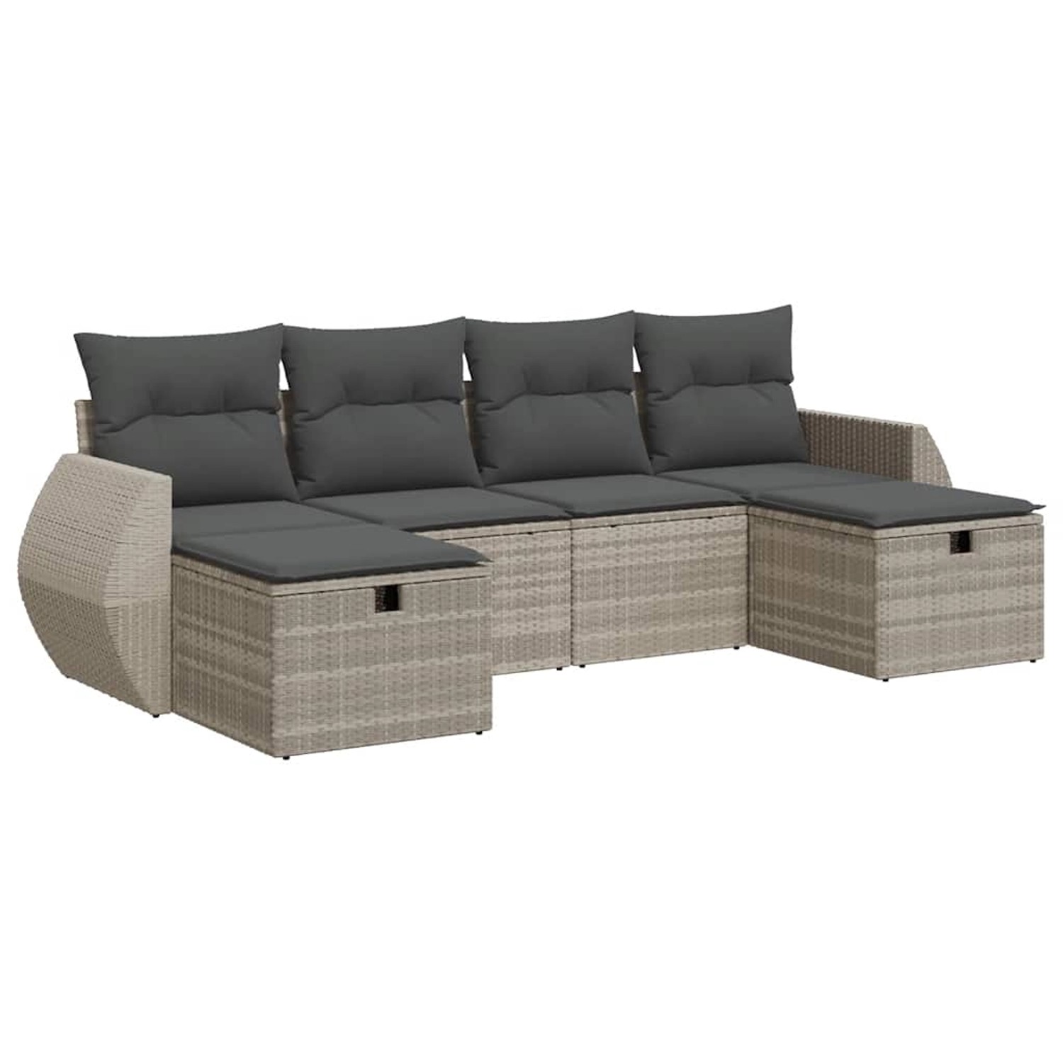 vidaXL 6-Tlg Garten-Sofagarnitur mit Kissen Hellgrau Poly Rattan 3325628 günstig online kaufen