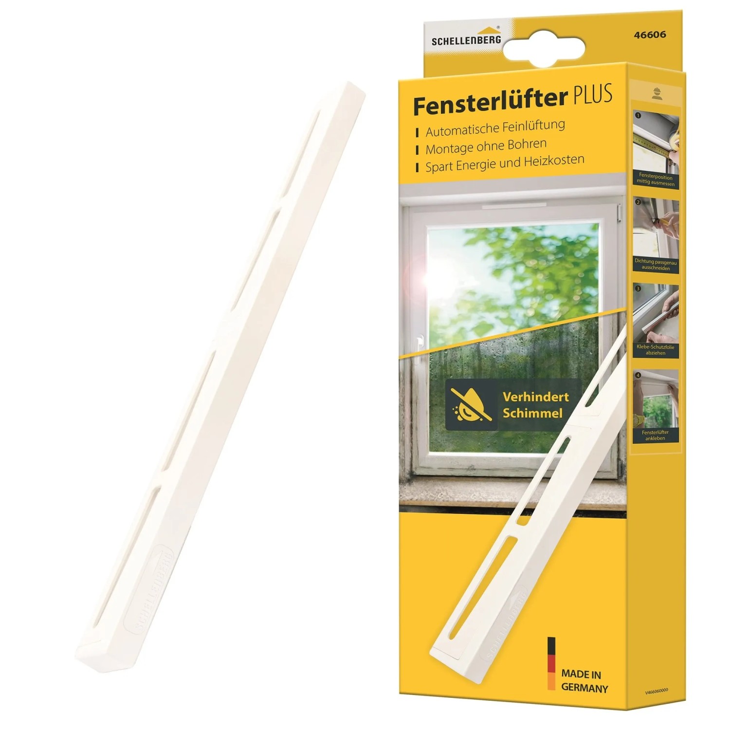 Schellenberg Fensterlüfter Plus, weiß, zur Schimmelprävention und für automatische Fensterlüftung.
