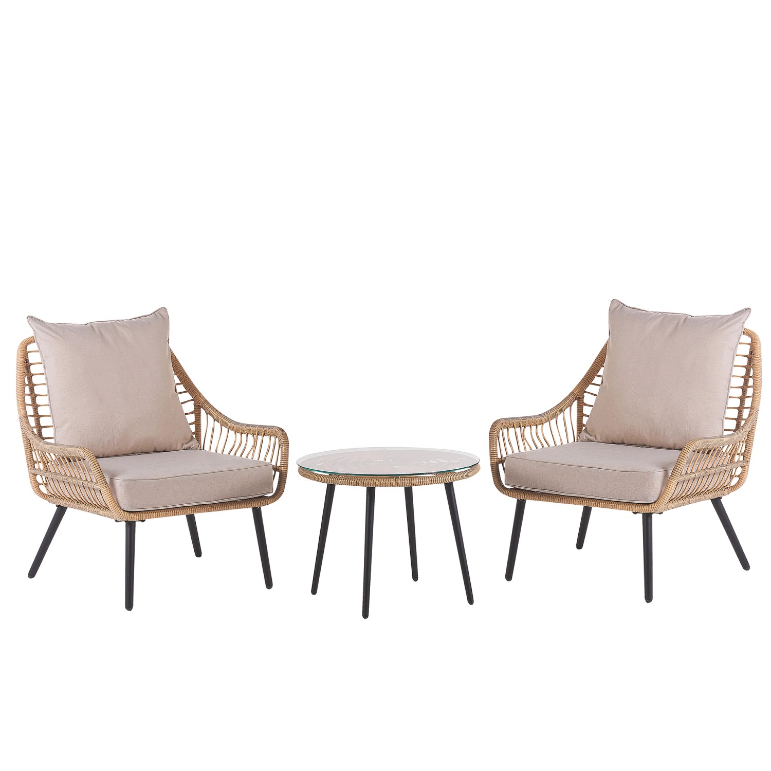 Beliani Bistro Set LAURETO Naturfarben Beige Schwarz Beige 85x76x86