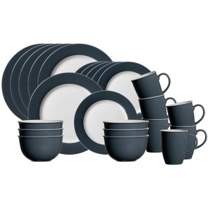 Ritzenhoff & Breker Doppio Kombiservice, 24-teilig, anthrazit: Teller, Tassen und Schalen aus Porzellan.