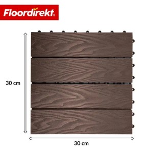 Floordirekt WPC Klickfliese Noble 3D Witterungsbeständige Terrassenfliese 30 x 30 cm Braun