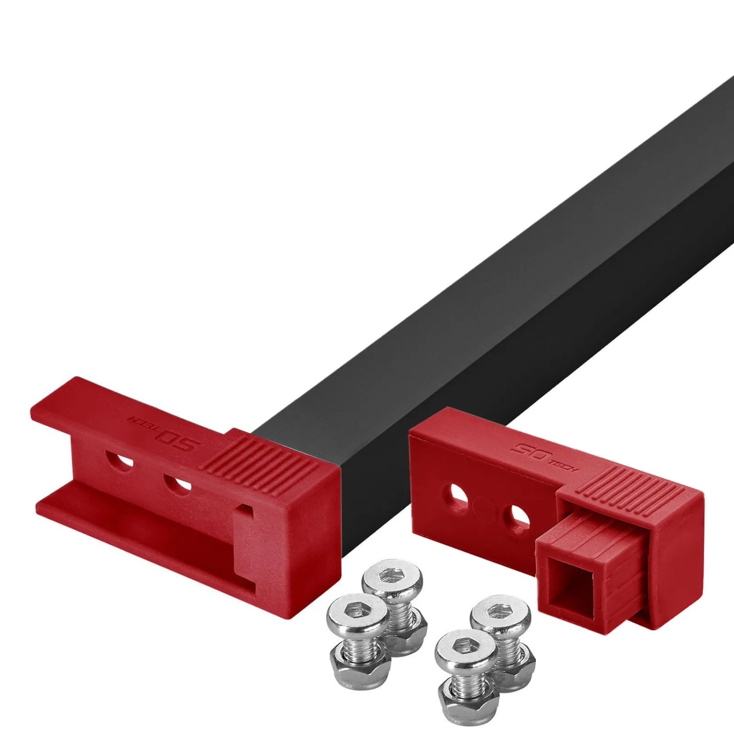 SOTECH VarioSlide Einhandverriegelung für Schubladen mit Front Breite 900 mm Schwarz Eloxiert mit Rotem Adapter für VarioSlide Schwerlastauszug