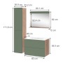 Vicco Badmöbel-Set Izan, 4-teilig, Eiche/Grün: Waschbeckenunterschrank, Spiegel, Hochschrank.