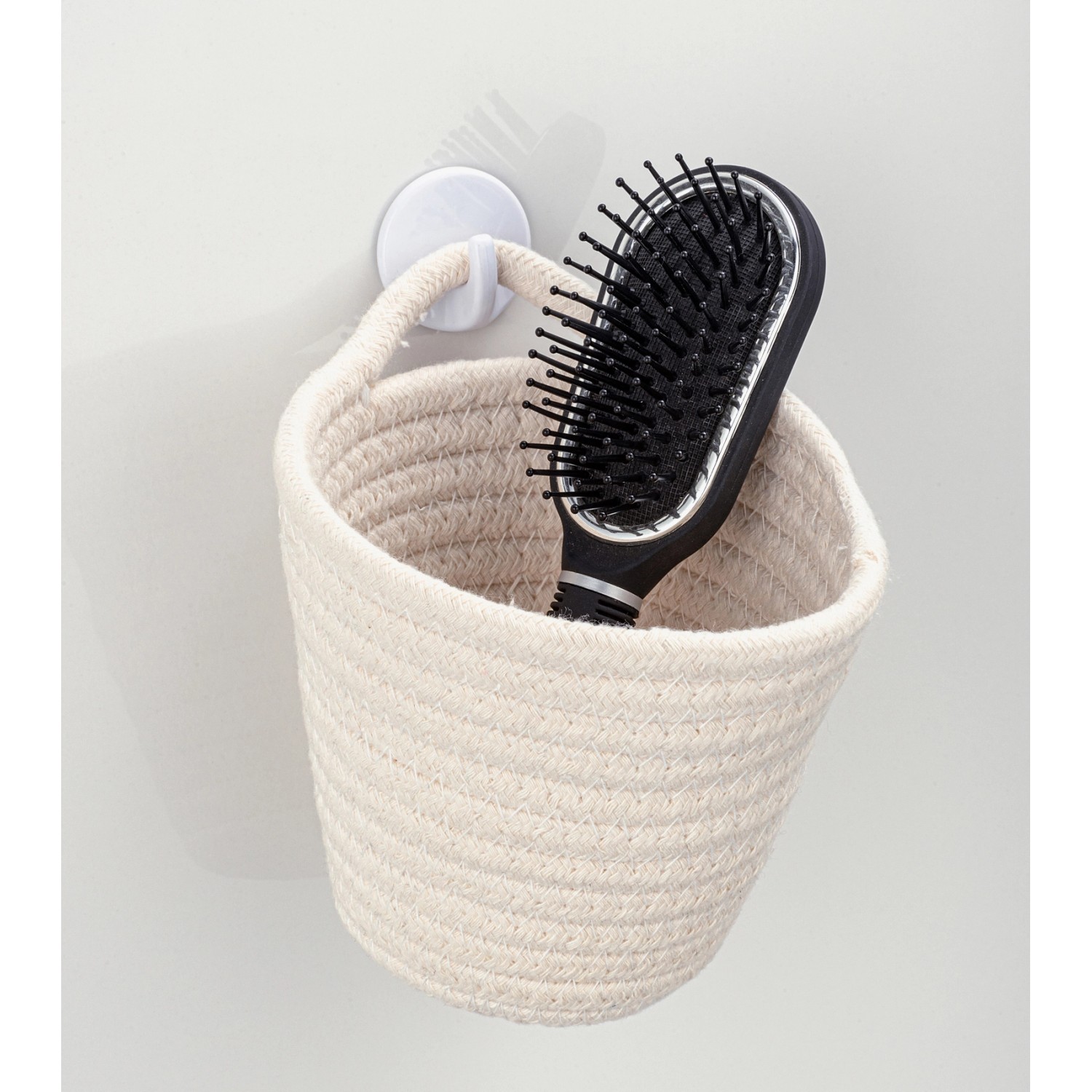 WENKO Badkorb Soria Grau - Praktischer Aufbewahrungskorb Mit Aufhängeschlaufe Für Badezimmer (12,5x12x14,5cm)