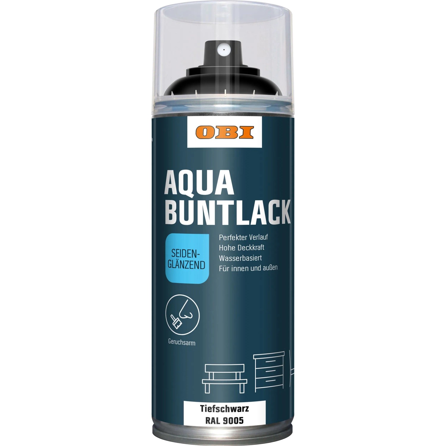 OBI Buntlack Spray RAL 9005 Tiefschwarz seidenglänzend wv 400 ml