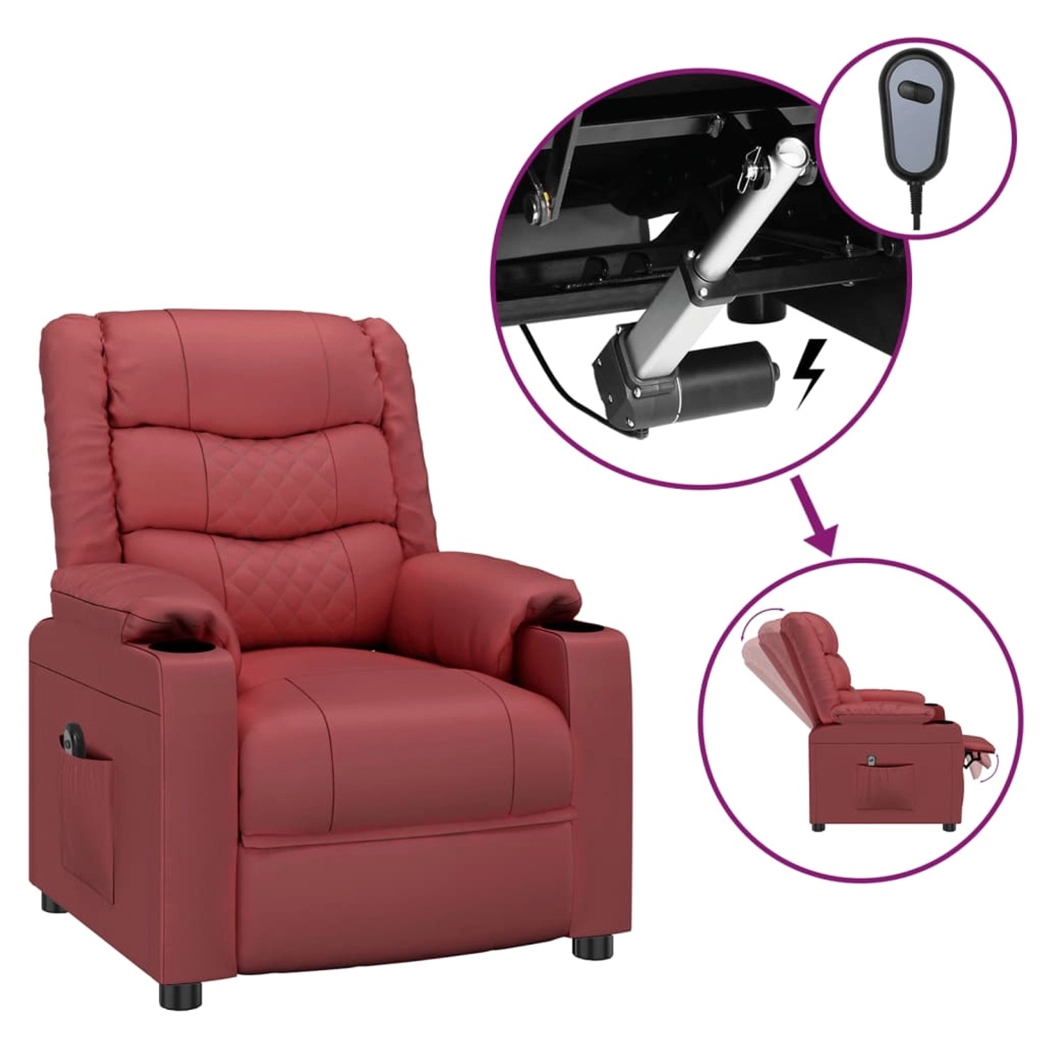 vidaXL Relaxsessel Elektrisch Weinrot Kunstleder 3143453 günstig online kaufen