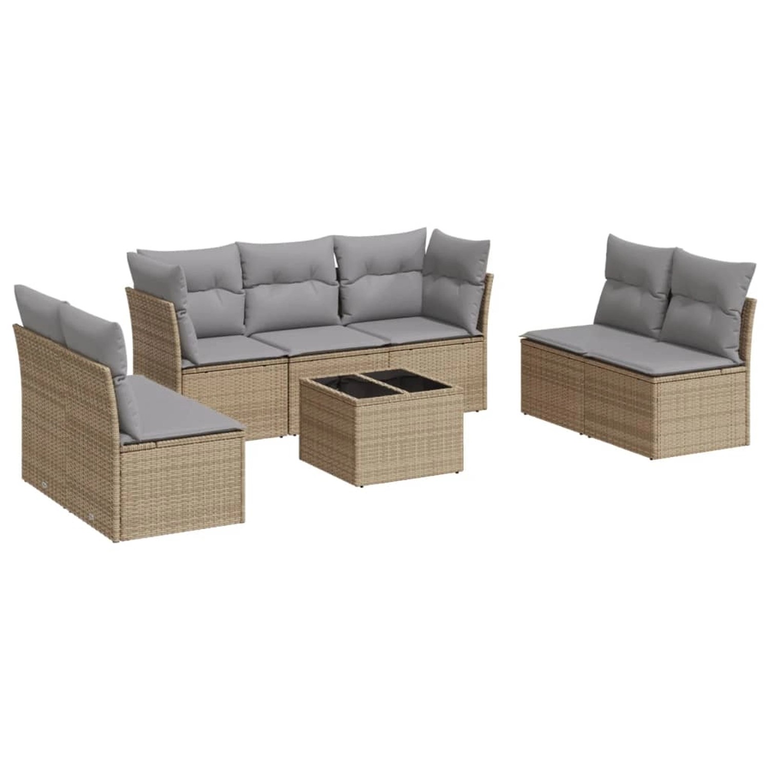 vidaXL 8-Tlg Garten-Sofagarnitur mit Kissen Beige Poly Rattan 3249258 günstig online kaufen