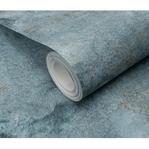 Erismann Vliestapete Melissa Venora Petrol, Rolle mit blau-grauem Muster.