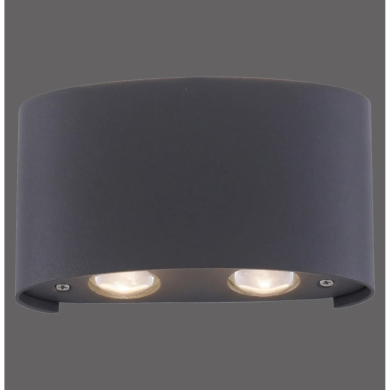 Moderne LED-Wandleuchte Carlo, 2-flammig, in Anthrazit. Ideal für indirekte Beleuchtung im Innen- und Außenbereich.