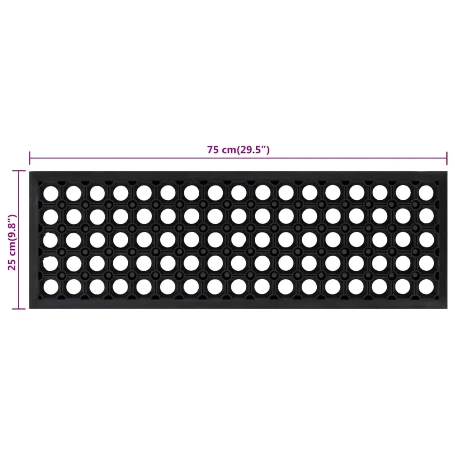 vidaXL Stufenmatte, 25x75 cm, Gummi, schwarz, mit Löchern (5er Set)