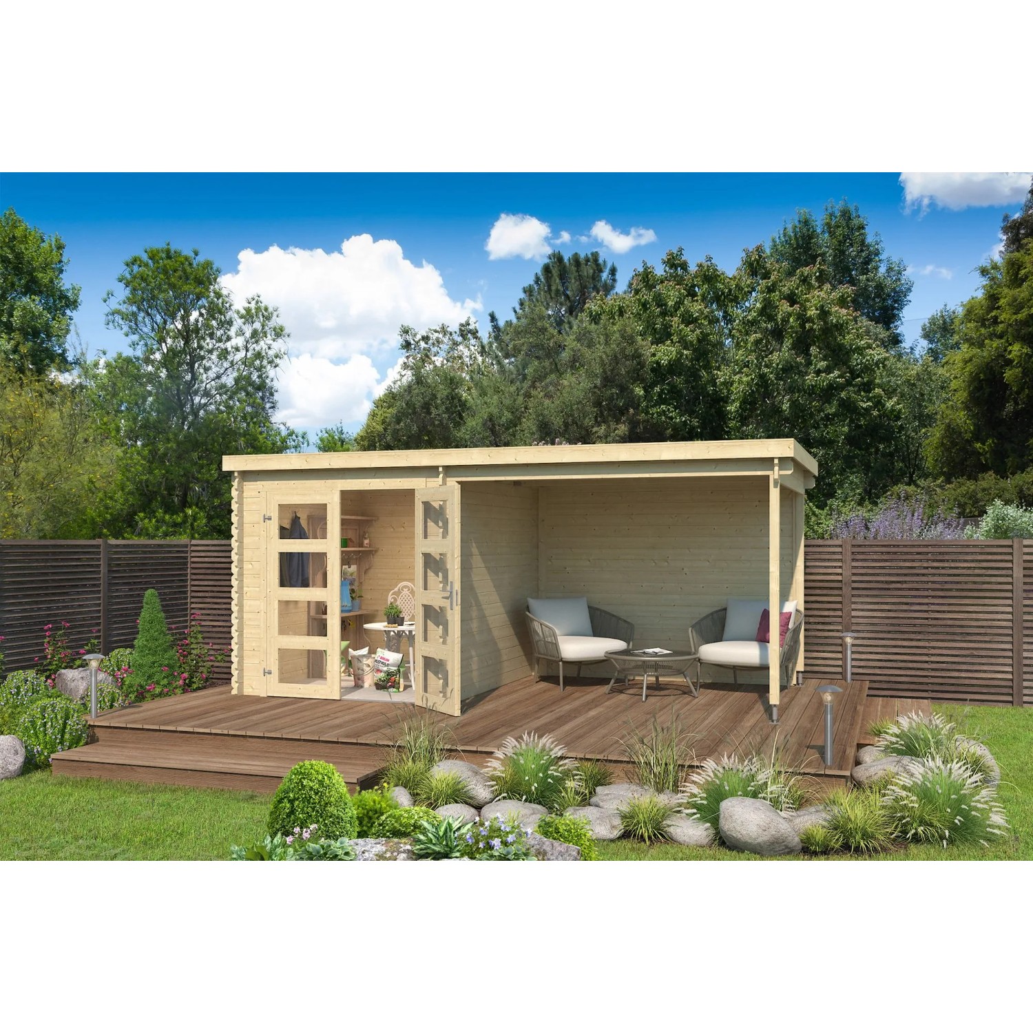 Lasita Gartenhaus Long Beach 472,2 cm x 230 cm Natur/Unbehandelt