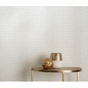 Beige Erismann Vliestapete Forest Dreams Wild Lagoon mit Reptilprägung.