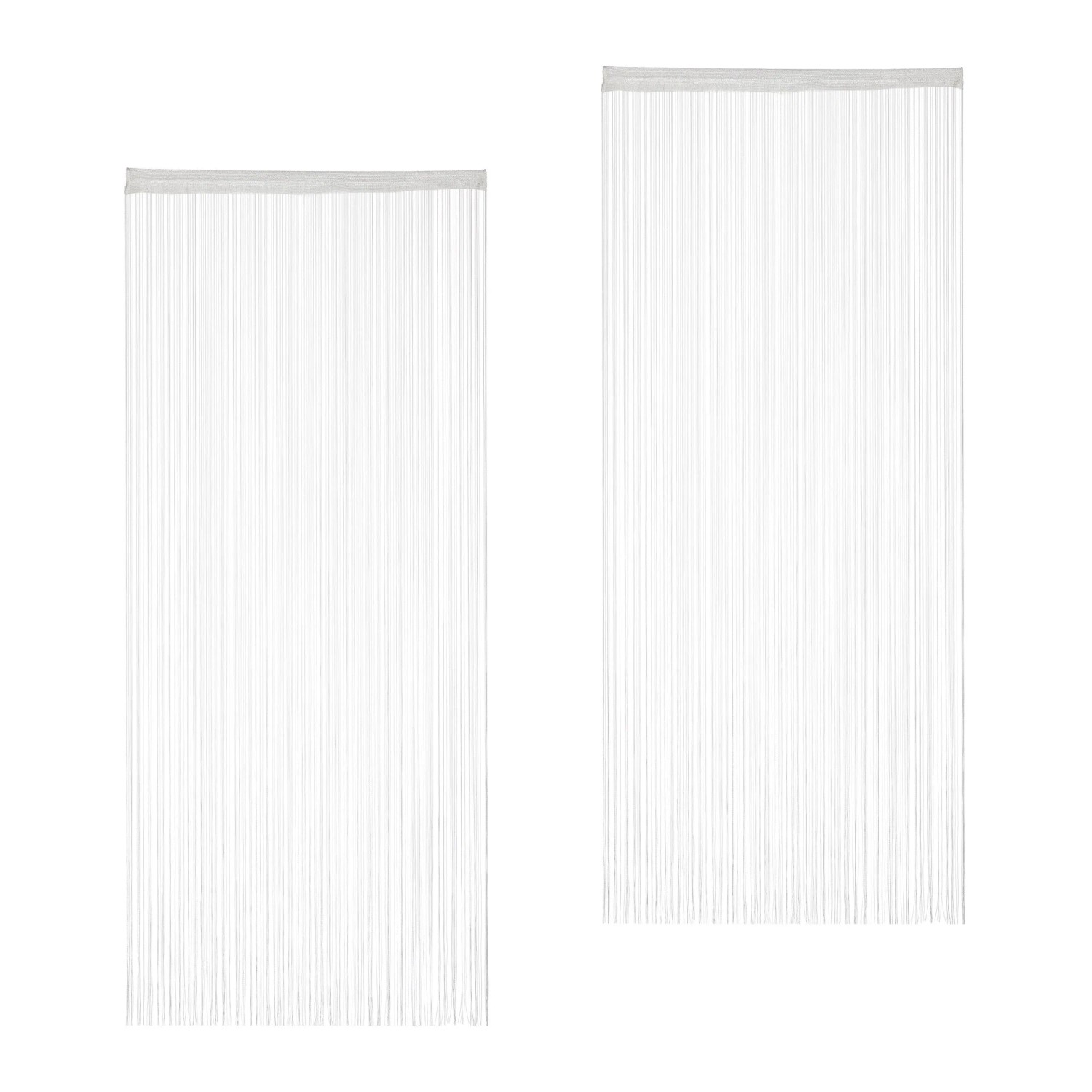 Relaxdays Fadenvorhang Polyester Weiß Kürzbar mit Tunnelzug 2er Pack 90 cm x 245 cm