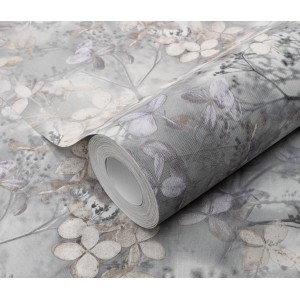 Erismann Vliestapete Play of Light Purity hellgrau mit floralem Muster.