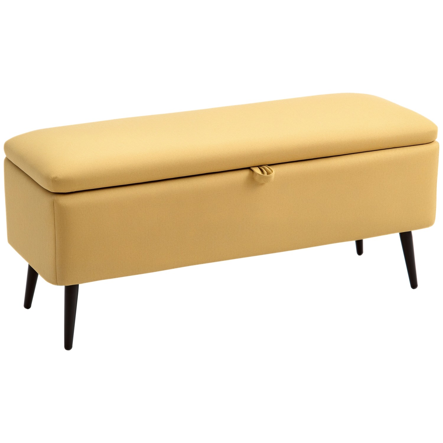 HOMCOM Sitzbank Polsterbank mit Stauraum Leinenoptik 101 x 38 x 44 cm Gelb
