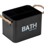 Wenko Badbox Gara schwarz mit 4 Fächern und Kordelgriffen.