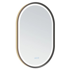 Aquabatos LED Badspiegel mit Spiegelheizung 60 x 90 cm Oval Spiegel mit Beleuchtung Dimmbar Touchschalter Aluminirahmen Badezimmerspiegel Lichtspiegel