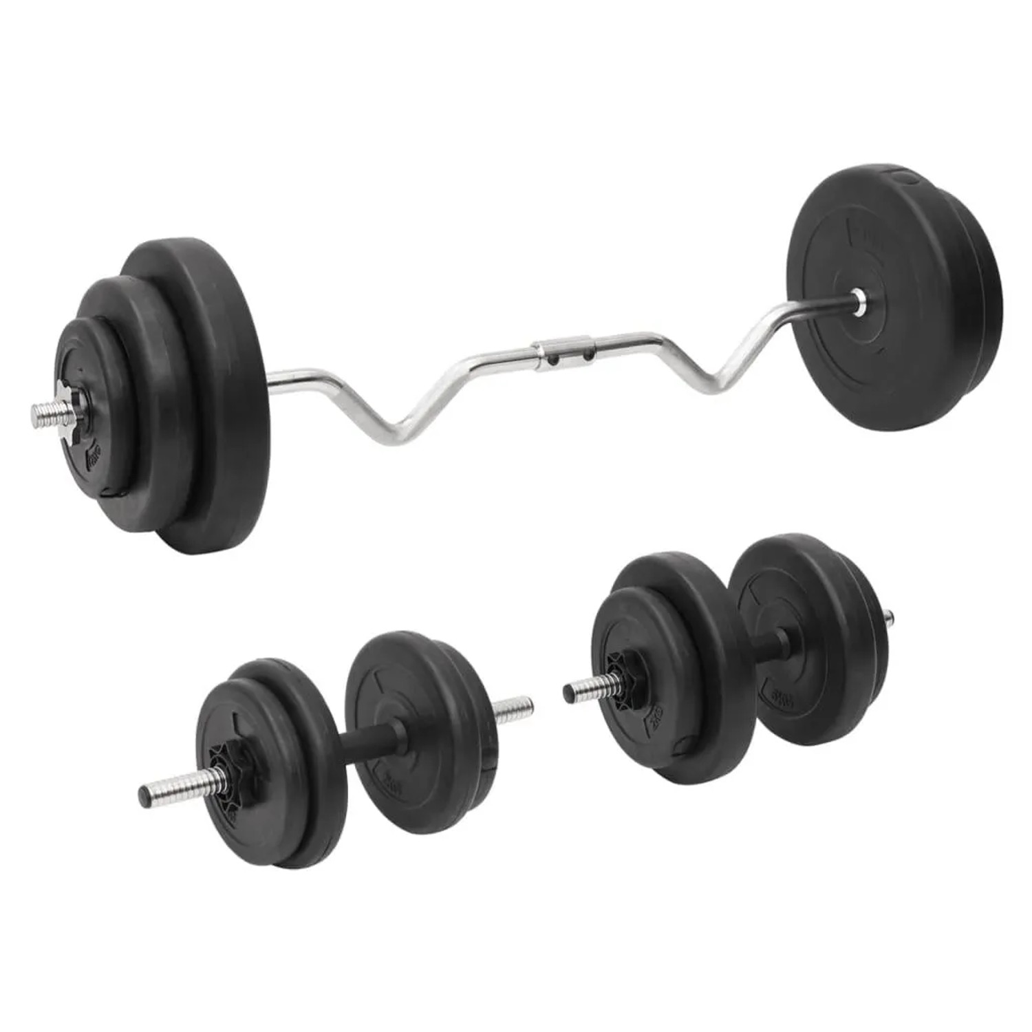 vidaXL Curlhantel und Kurzhantel mit Gewichten 60 kg 3145026