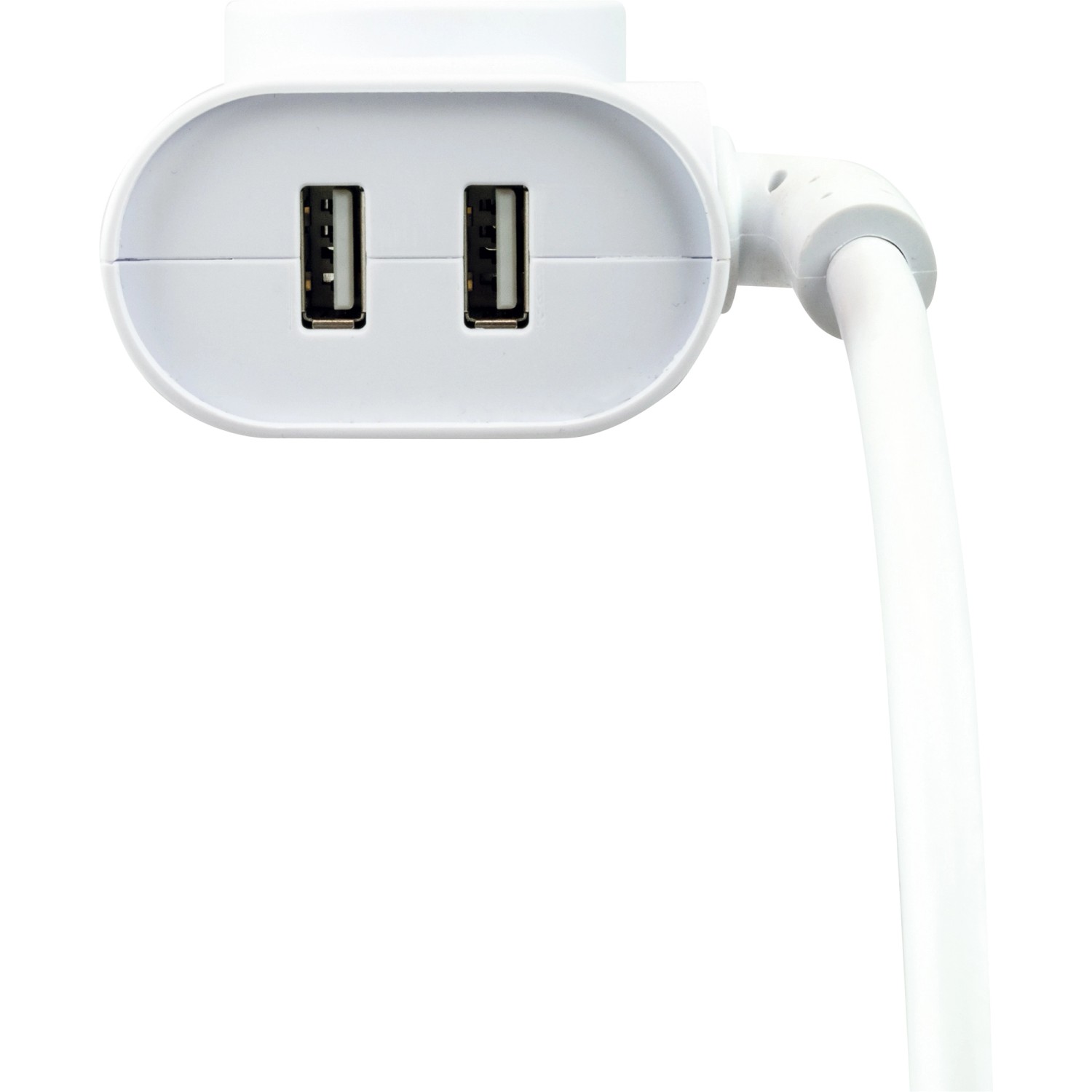 Weiße Schwaiger Steckdosenleiste mit 2 USB-Anschlüssen und Kabel.