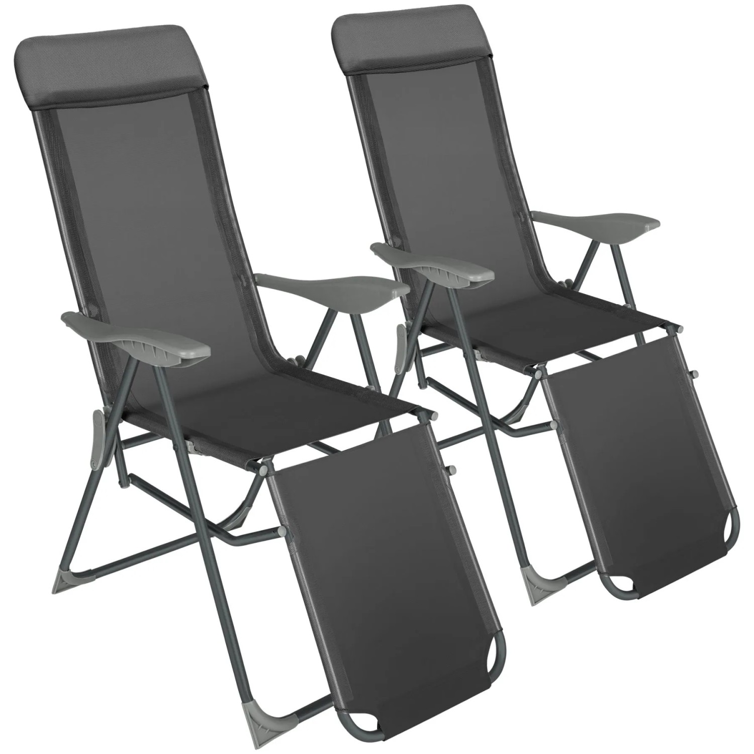 Tectake 2Er Set Aluminium Gartenstuhl Jana Klappbar Wetterfest und Uv Beständig  146 50 x 59 x 117 50 cm Anthrazit