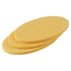 3er-Set gelbe Viskoseschwämme für die Nassreinigung, universell einsetzbar.