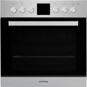 Privileg Herd-/Kochfeld-Kombination SET PV820 IN, Edelstahl-Design mit Display und versenkbaren Knebeln.