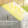 Weiße Furnicato Gewächshausfolie Ersatzplane mit UV-Schutz, aufrollbaren Fenstern und Tür.