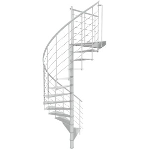 Weiße Minka Spindeltreppe Milano, Ø140 cm, für Geschosshöhen bis 300 cm. Elegante Innentreppe.