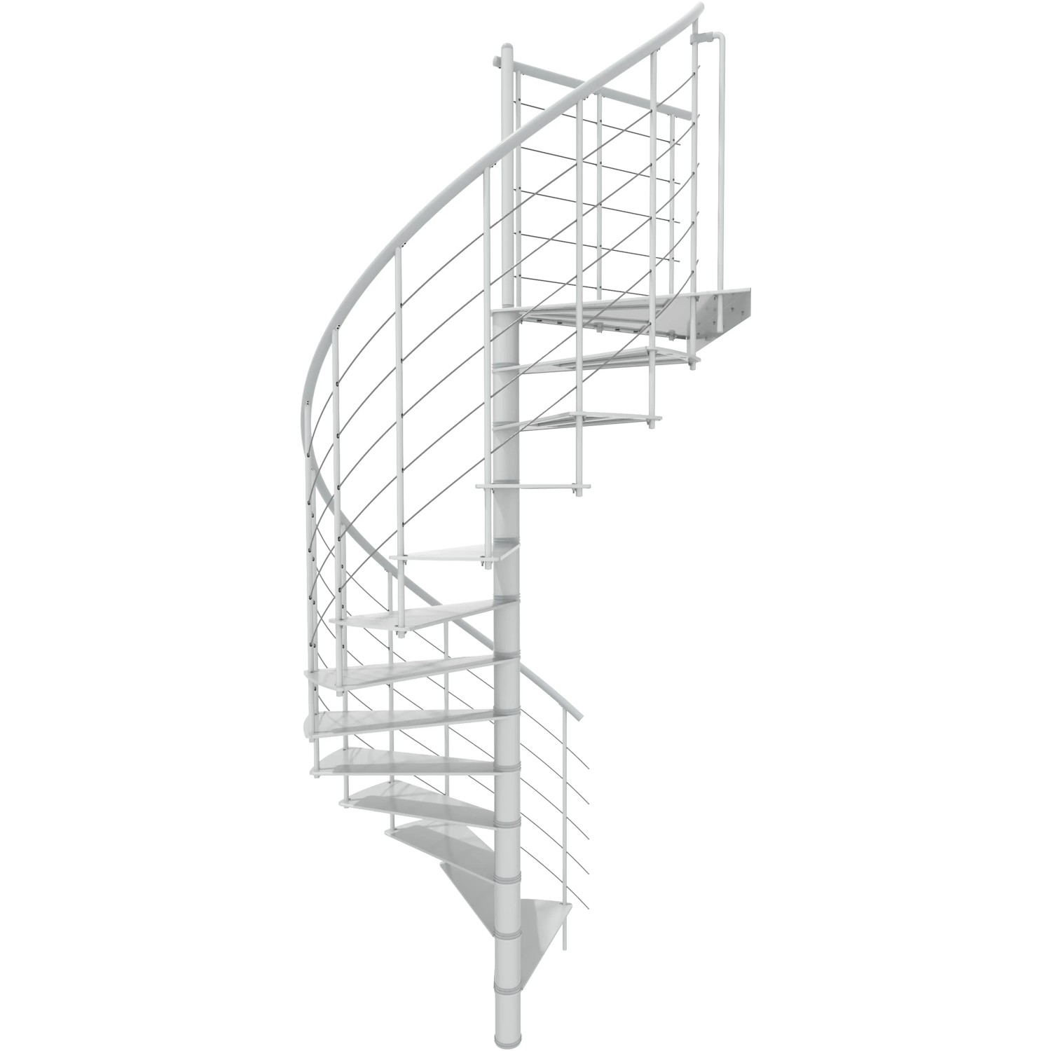 Weiße Minka Spindeltreppe Milano, Ø140 cm, für Geschosshöhen bis 300 cm. Elegante Innentreppe.