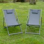 2er Set FIFITARA Metall Liegestühle, klappbar, anthrazit, mit verstellbarer Rückenlehne für Garten, Balkon oder Terrasse.