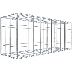 Leere Gabiona C-Ring-Gabione, 40x100x30 cm, Maschenweite 10x10 cm, aus verzinktem Drahtgitter.