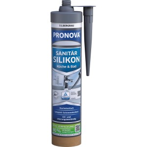 Pronova Sanitär-Silikon Eco, silbergrau, 280ml Kartusche für Bad und Küche.