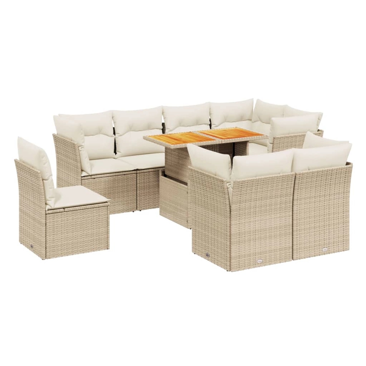 vidaXL 9-tlg Garten-Sofagarnitur mit Kissen Beige Poly Rattan Modell 252 günstig online kaufen