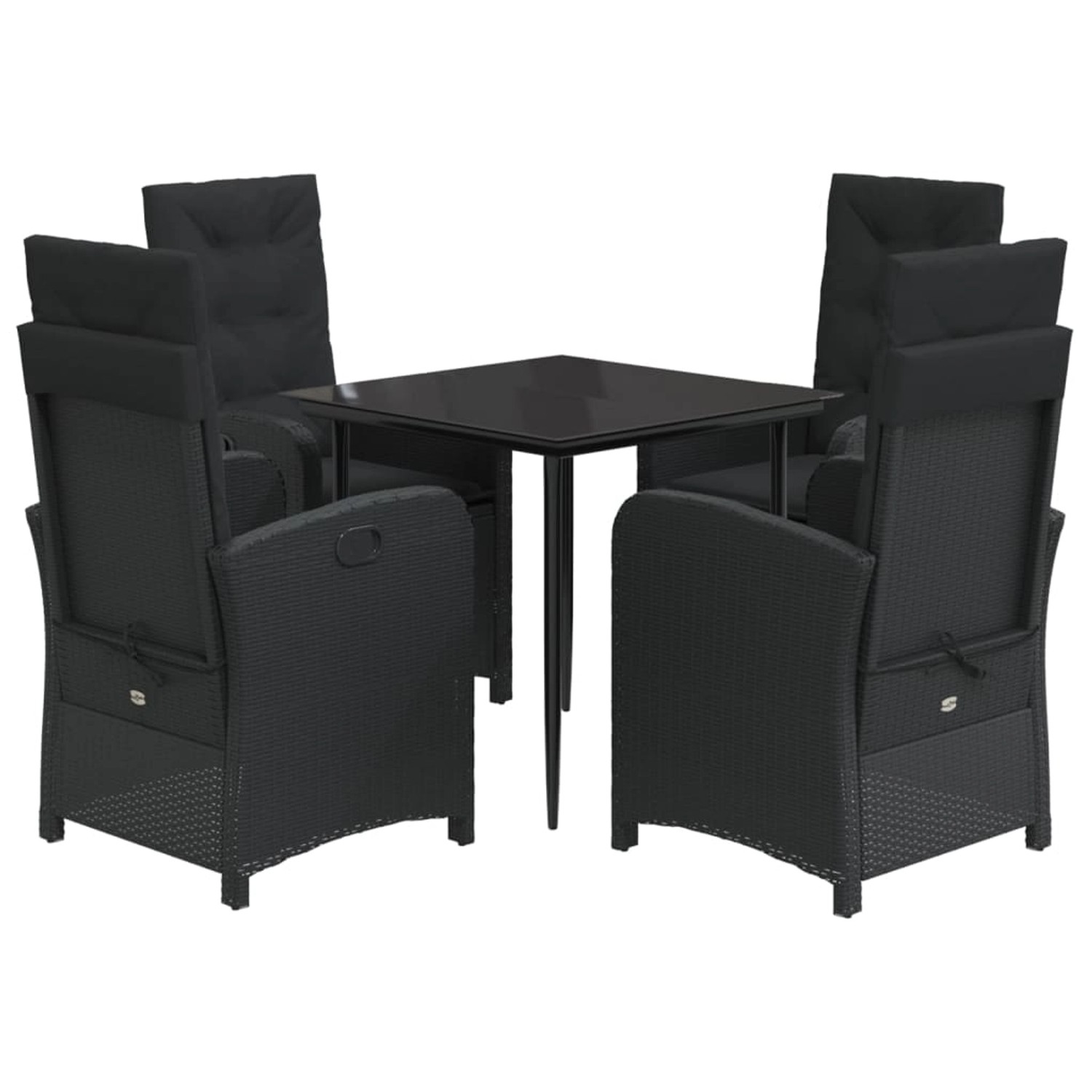vidaXL 5-Tlg Garten-Essgruppe mit Kissen Schwarz Poly Rattan 3212311 günstig online kaufen