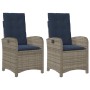 vidaXL Gartensessel mit Kissen 2 Stk Verstellbar Grau Poly Rattan 365175