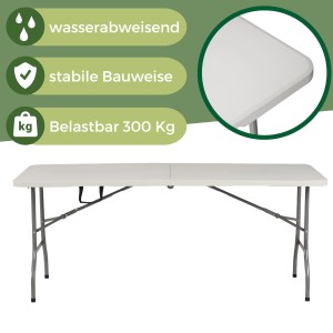 Weißer Albatros Klapptisch/Buffettisch, ideal für Bierzeltgarnituren, mit Stahlgestell.