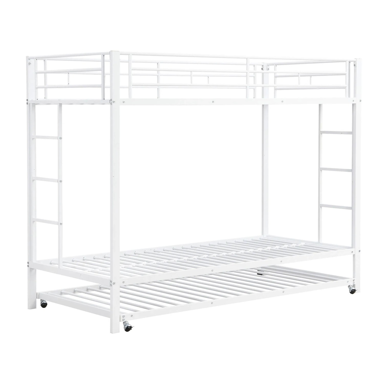 okwish Etagenbett 90x200cm mit Ausziehbett Kinderzimmer Weiß ohne Matratze