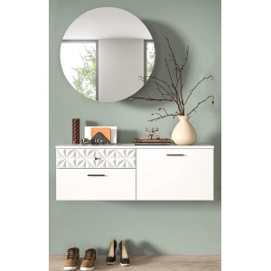 Inn.Furn Garderoben-Set in Weiß Hochglanz 110 cm Relief