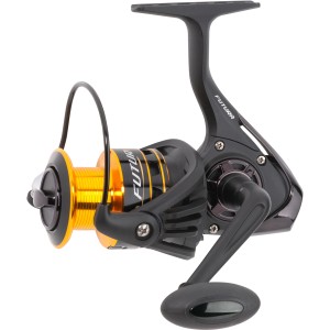 Westline Freilaufrolle Futura NG Spin 3000, schwarz mit goldener Spule. Angelzubehör für Profis.