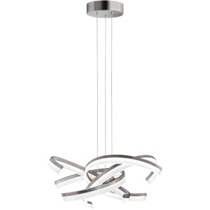 Moderne LED-Pendelleuchte Sund von Fischer & Honsel, weiß-nickel, 3400 lm, dimmbar.