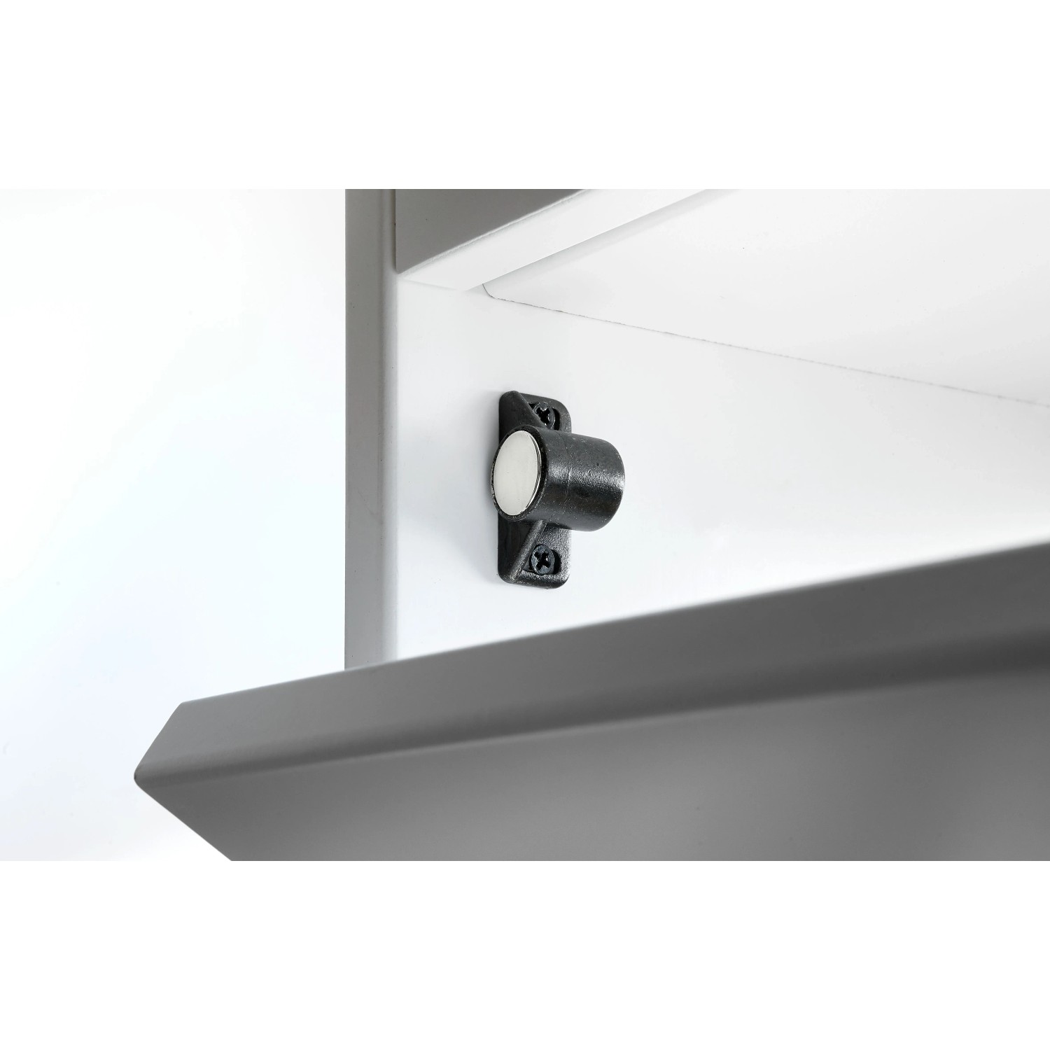 Hettich Magnetschnäpper in Gunmetal, verstellbar, für Möbeltüren.