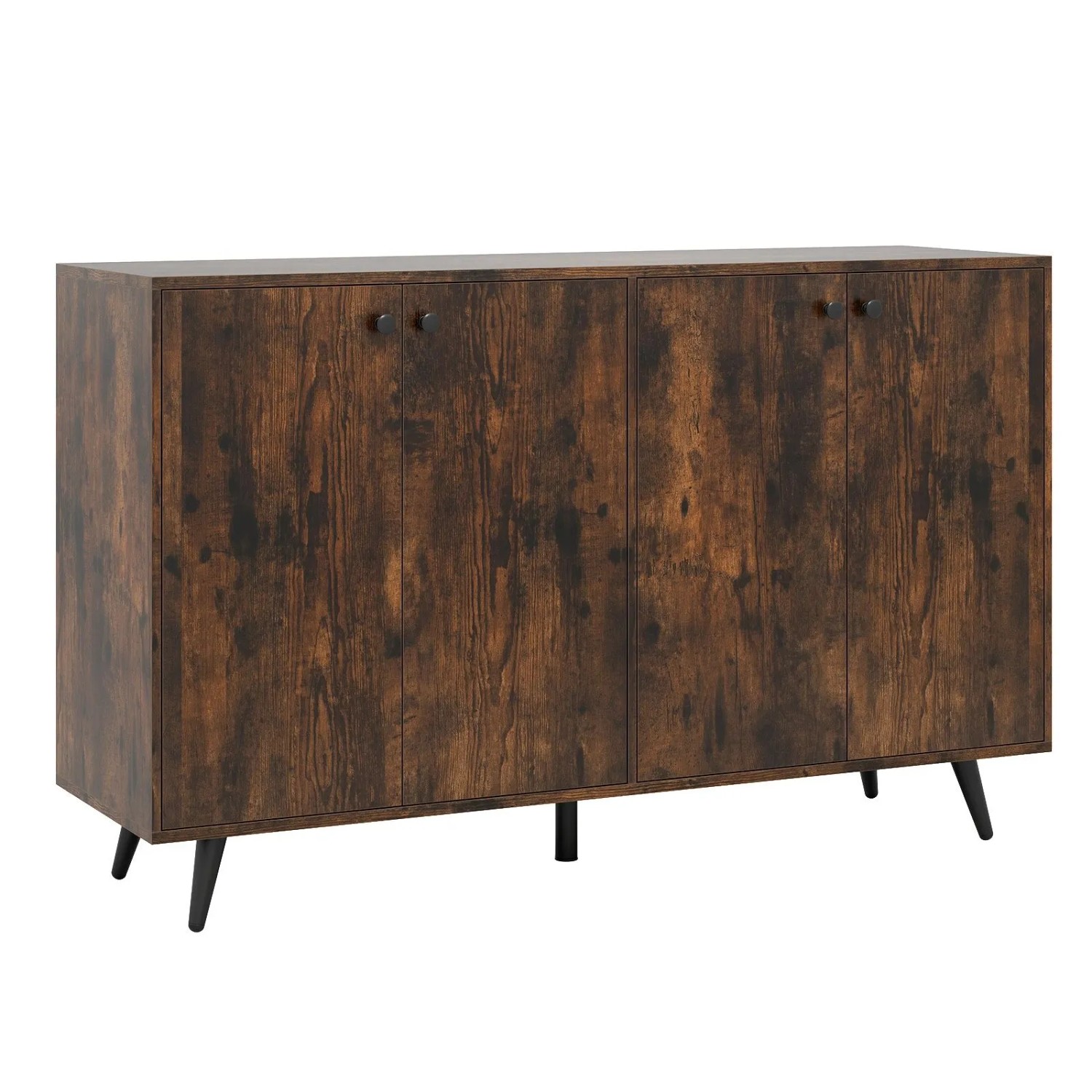 Costway Sideboard Holz Braun 127,5 x 38 x 80 cm 4 Türen 5 Ablagen günstig online kaufen