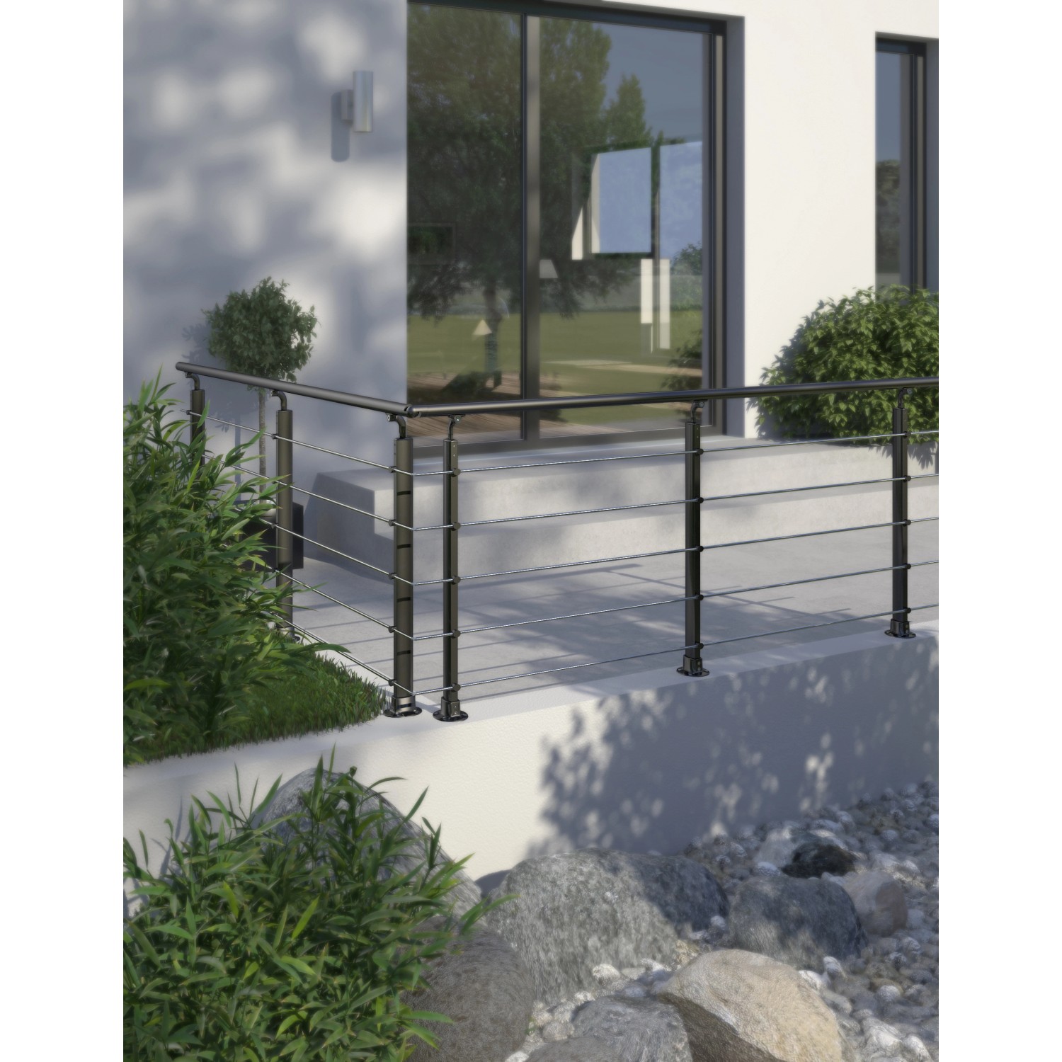 Dolle Eckverbindungs-Set für Geländerkomplettsets in Anthrazit, zur Eckmontage von Treppengeländern.