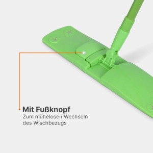 Bestlivings Bodenwischer Set Grün, Chenille, mit 4 Ersatzbezügen. Detailaufnahme des grünen Wischkopfes.