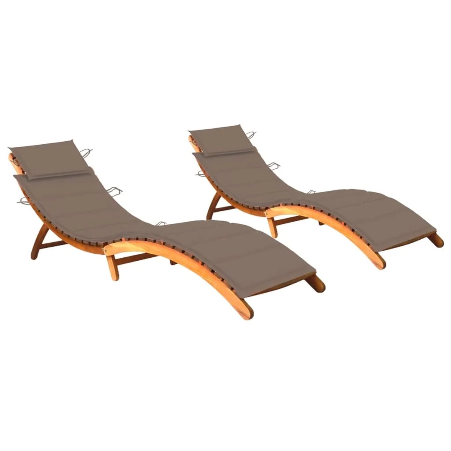 vidaXL Sonnenliegen 2 Stk. mit Auflagen Massivholz Akazie Taupe